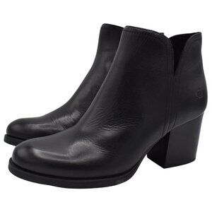Born Women 10 Olivia Black Full Grain Leather Zip Ankle Heeled Booties Boots